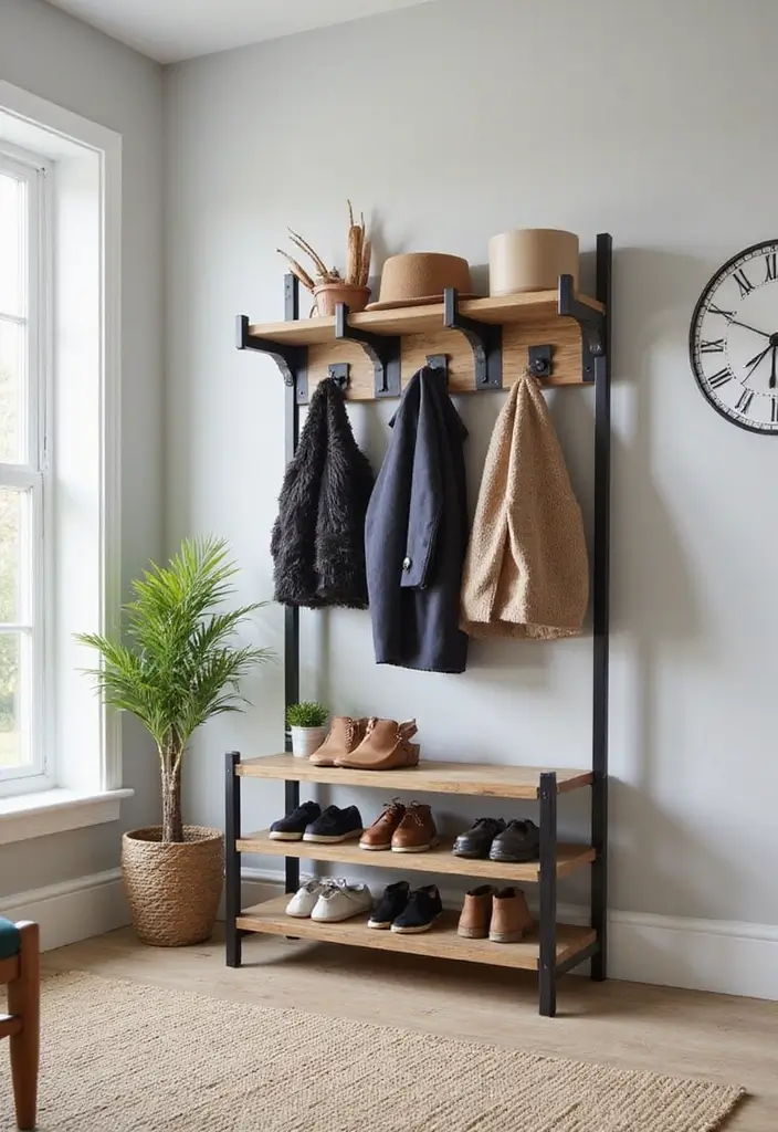 28 Entryway Shoe Storage Hacks to Hide the Mess 23 28 Entryway Shoe Storage Hacks to Hide the Mess - 23. Multi-Use Coat Rack