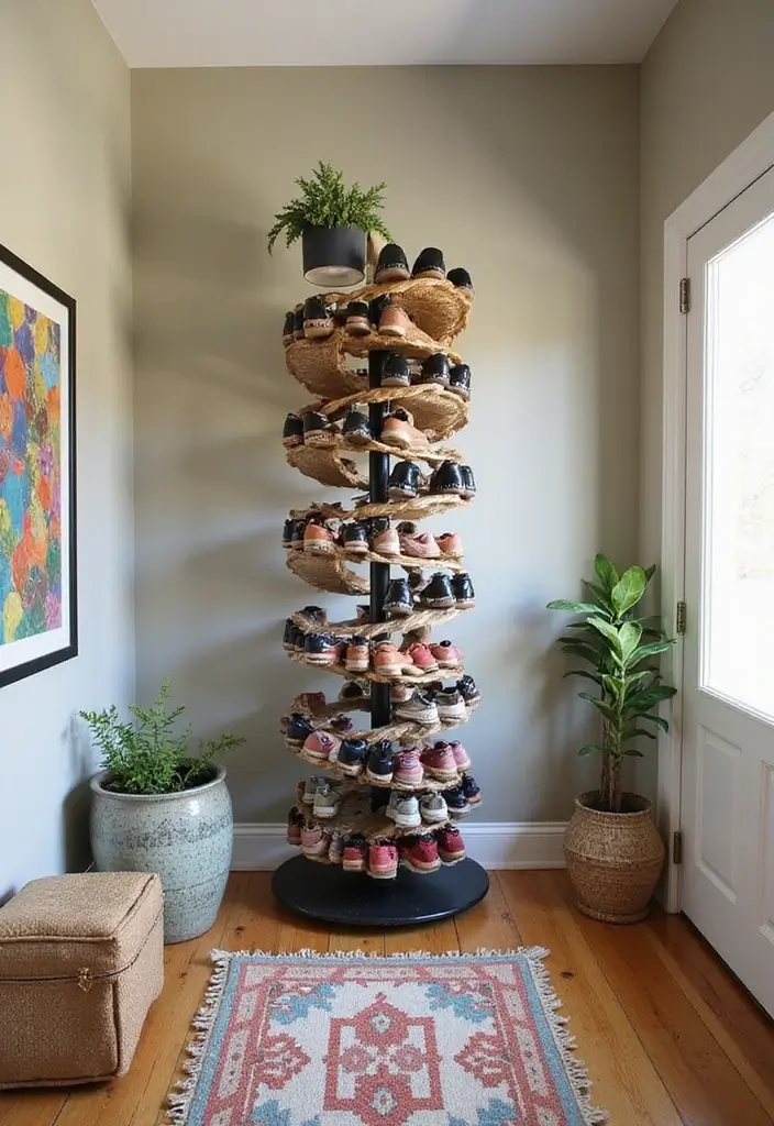 28 Entryway Shoe Storage Hacks to Hide the Mess 24 28 Entryway Shoe Storage Hacks to Hide the Mess - 24. Shoe Storage Carousel