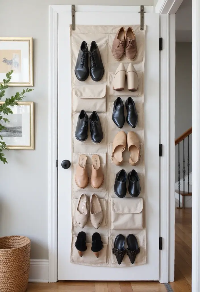 28 Entryway Shoe Storage Hacks to Hide the Mess 7 28 Entryway Shoe Storage Hacks to Hide the Mess - 7. Door-Mounted Shoe Organizers
