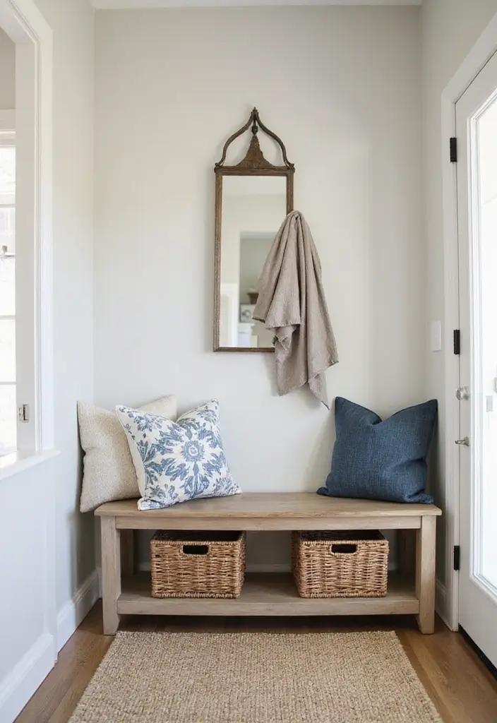 28 Farmhouse Entryway Designs Full of Rustic Charm 11 28 Farmhouse Entryway Designs Full of Rustic Charm - 11. Functional Furniture