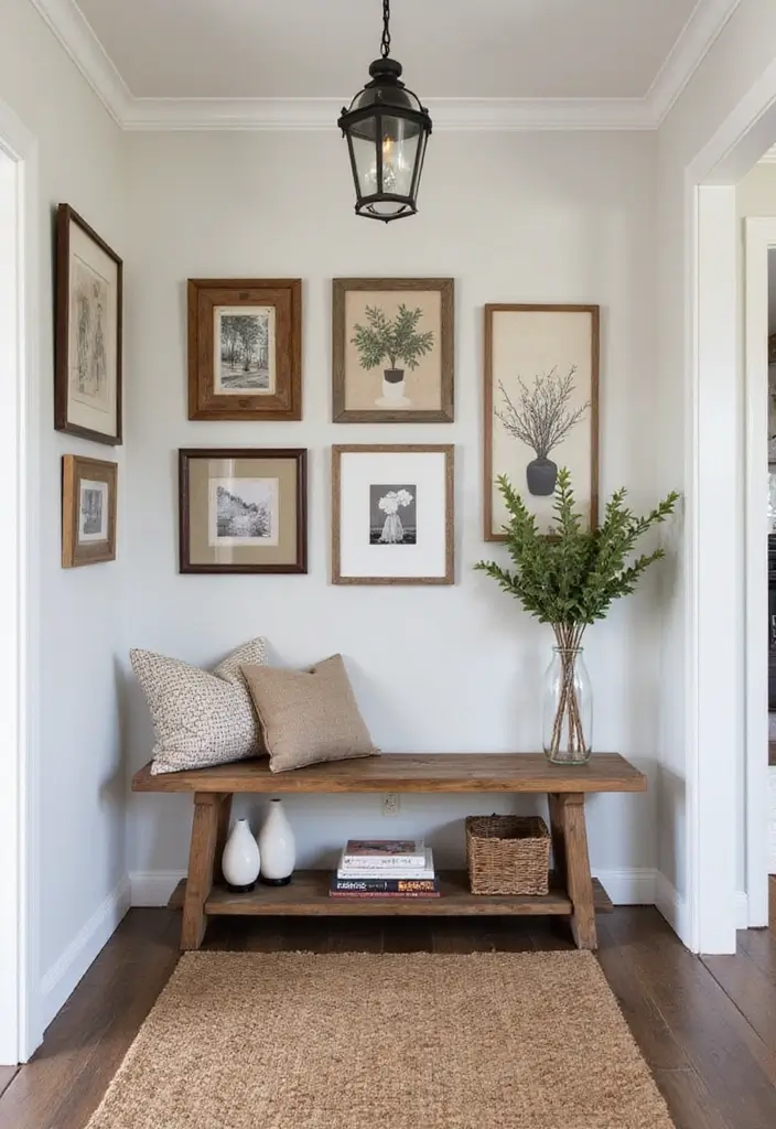 28 Farmhouse Entryway Designs Full of Rustic Charm 12 28 Farmhouse Entryway Designs Full of Rustic Charm - 12. Wall Art Displays