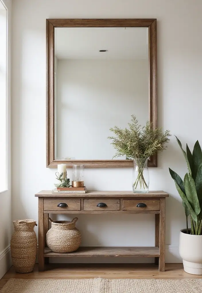 28 Farmhouse Entryway Designs Full of Rustic Charm 17 28 Farmhouse Entryway Designs Full of Rustic Charm - 17. Rustic Entryway Mirrors