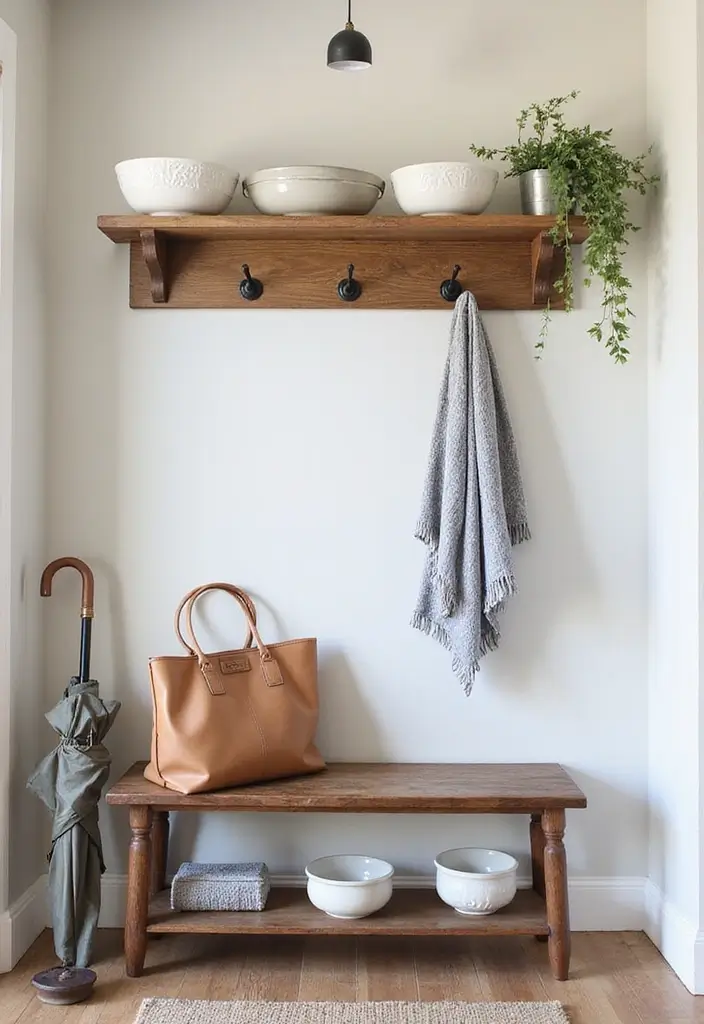 28 Farmhouse Entryway Designs Full of Rustic Charm 19 28 Farmhouse Entryway Designs Full of Rustic Charm - 19. Functional Decor Elements