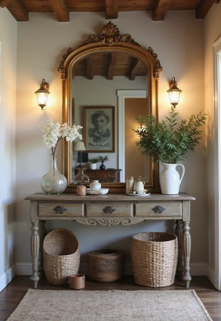 28 Farmhouse Entryway Designs Full of Rustic Charm 2 28 Farmhouse Entryway Designs Full of Rustic Charm - 2. Vintage Farmhouse Decor