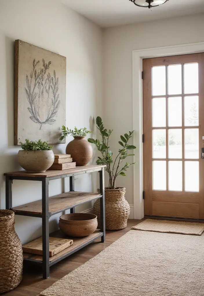 28 Farmhouse Entryway Designs Full of Rustic Charm 21 28 Farmhouse Entryway Designs Full of Rustic Charm - 21. Artisanal Touches