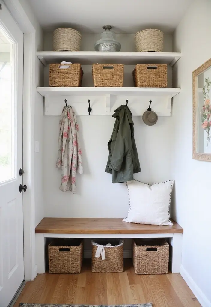 28 Farmhouse Entryway Designs Full of Rustic Charm 3 28 Farmhouse Entryway Designs Full of Rustic Charm - 3. Country Style Storage Solutions