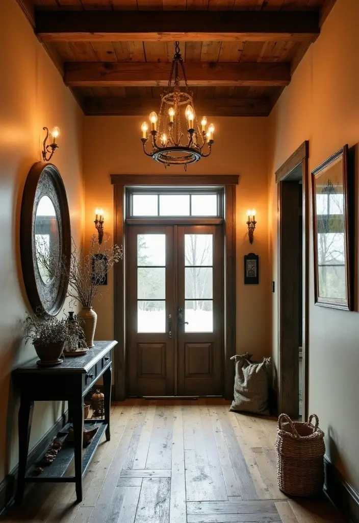 28 Farmhouse Entryway Designs Full of Rustic Charm 6 28 Farmhouse Entryway Designs Full of Rustic Charm - 6. Rustic Farmhouse Lighting