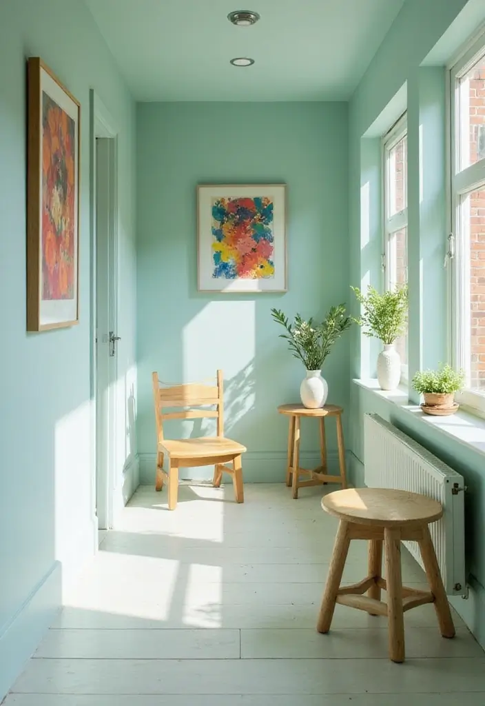 28 Hallway Paint Colors That Brighten and Enlarge Any Space 10 28 Hallway Paint Colors That Brighten and Enlarge Any Space - 10. Soft Mint