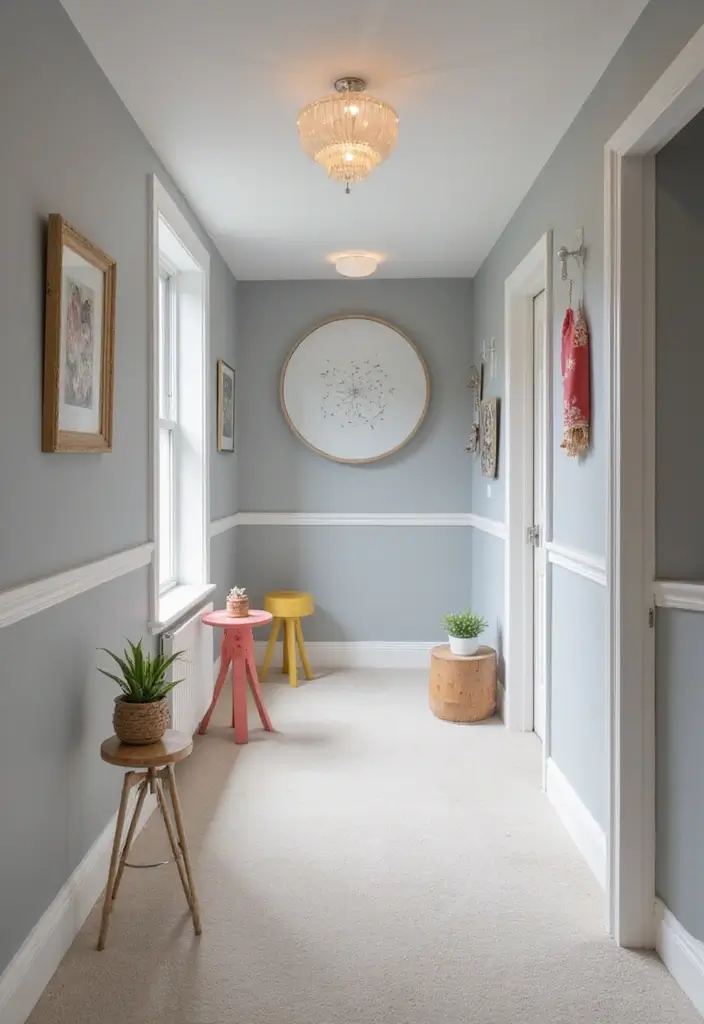28 Hallway Paint Colors That Brighten and Enlarge Any Space 21 28 Hallway Paint Colors That Brighten and Enlarge Any Space - 21. Pale Gray