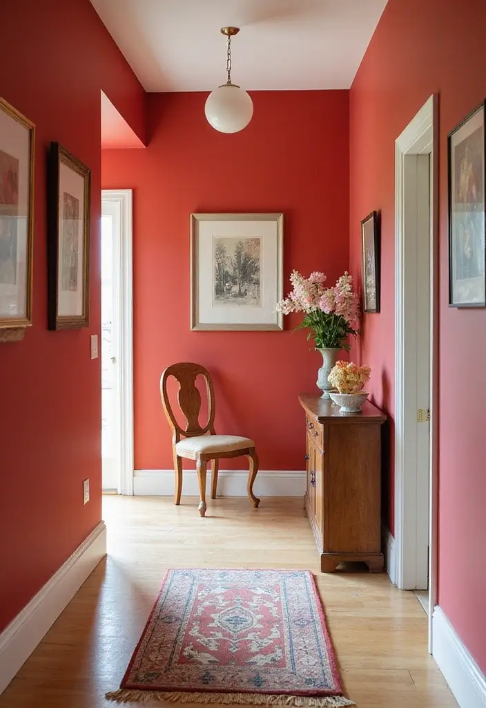 28 Hallway Paint Colors That Brighten and Enlarge Any Space 23 28 Hallway Paint Colors That Brighten and Enlarge Any Space - 23. Soft Cherry