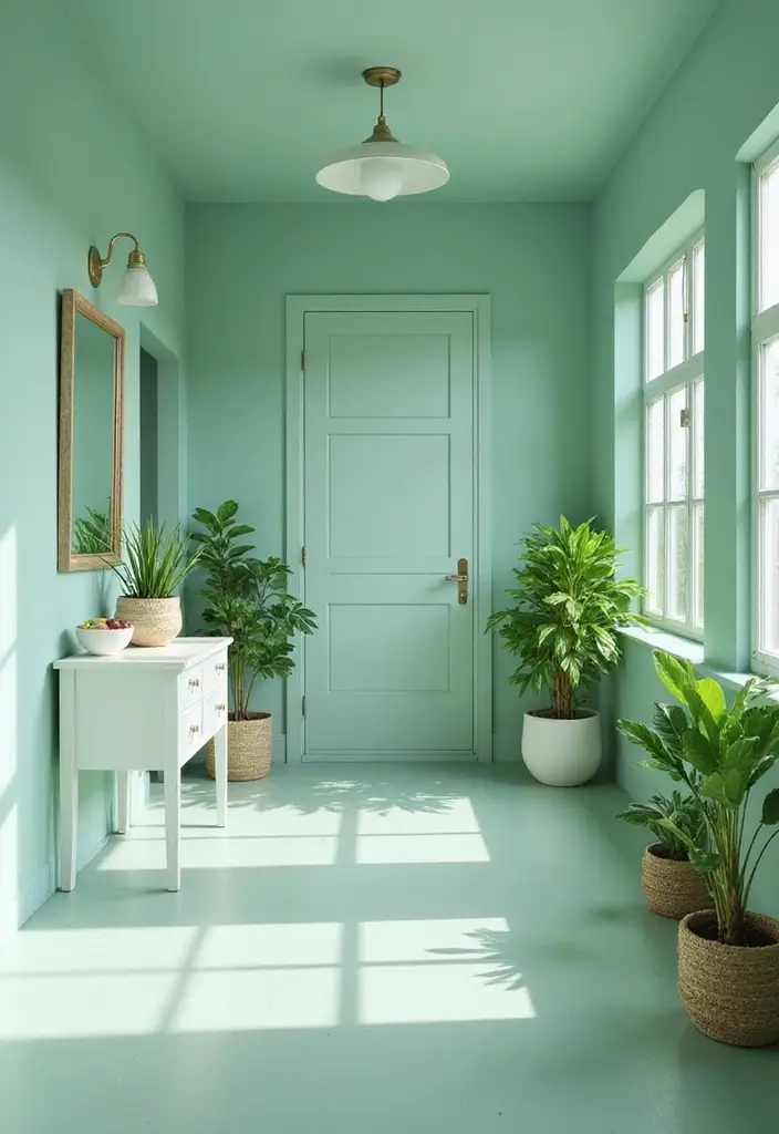 28 Hallway Paint Colors That Brighten and Enlarge Any Space 3 28 Hallway Paint Colors That Brighten and Enlarge Any Space - 3. Mint Green