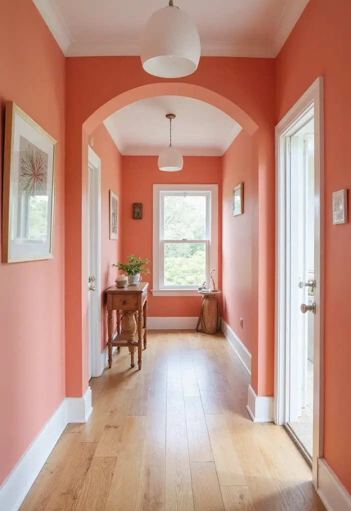 28 Hallway Paint Colors That Brighten and Enlarge Any Space 7 28 Hallway Paint Colors That Brighten and Enlarge Any Space - 7. Soft Coral