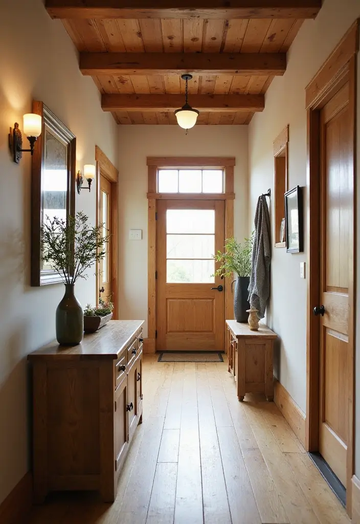 28 Panelling Hallway Inspirations That Add Depth 21 28 Panelling Hallway Inspirations That Add Depth - 21. Rustic Farmhouse Style