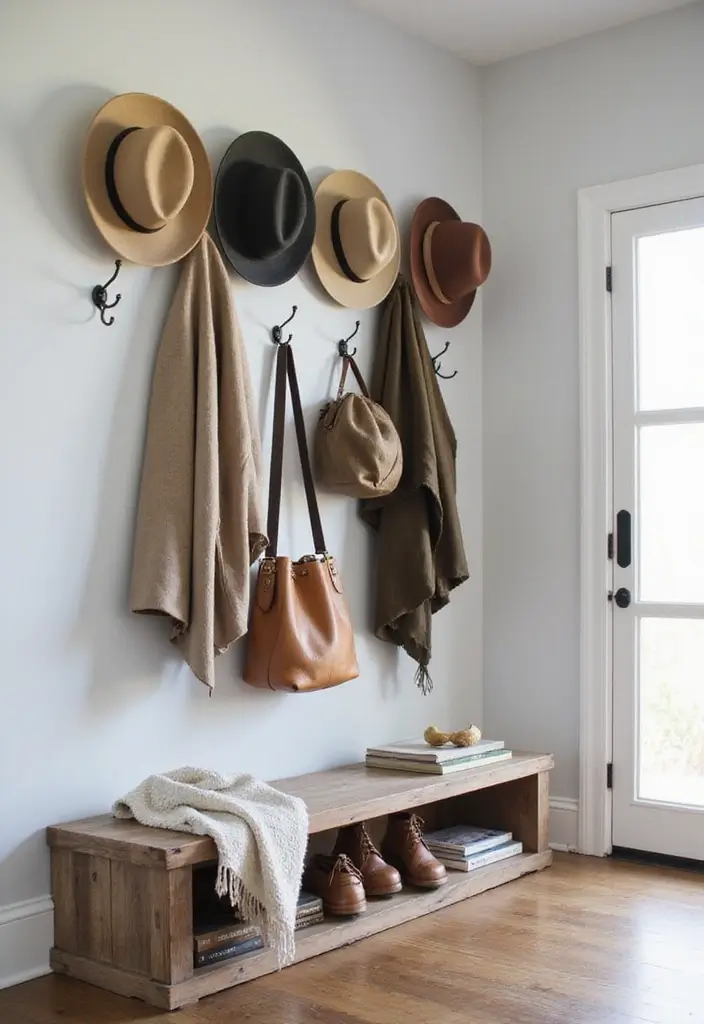 28 Split Level Entryway Solutions That Actually Work 10 28 Split Level Entryway Solutions That Actually Work - 10. Functional Wall Hooks