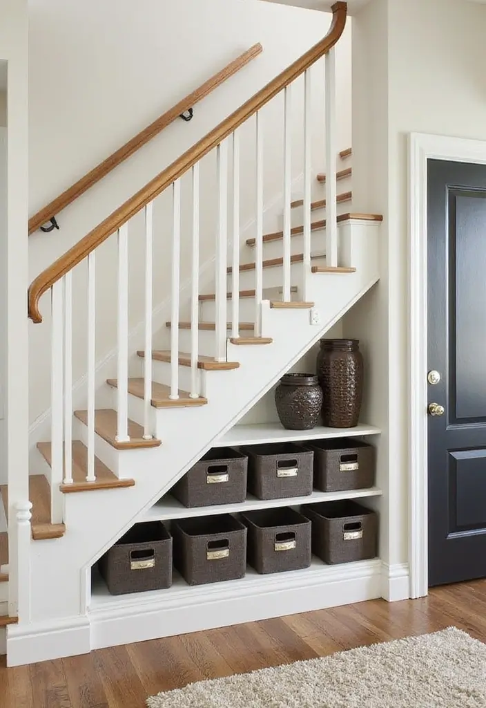 28 Split Level Entryway Solutions That Actually Work 23 28 Split Level Entryway Solutions That Actually Work - 23. Maximize Under-Stair Storage