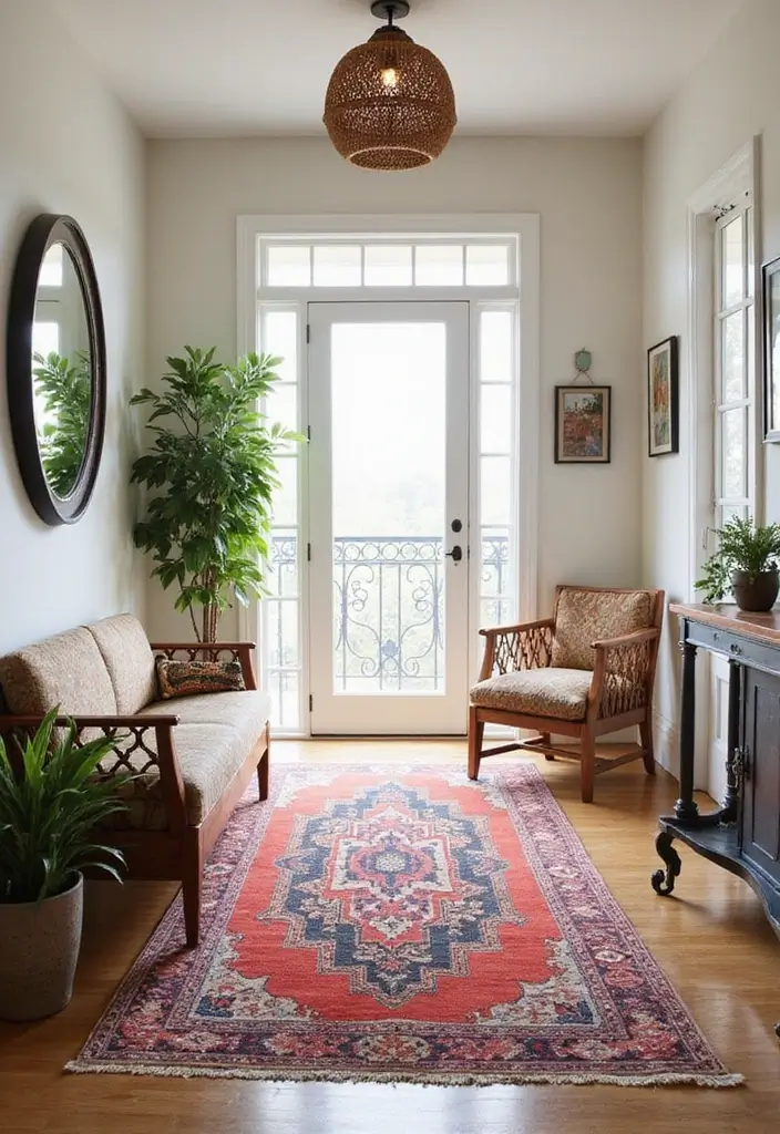 28 Split Level Entryway Solutions That Actually Work 6 28 Split Level Entryway Solutions That Actually Work - 6. Colorful Rugs to Define Space