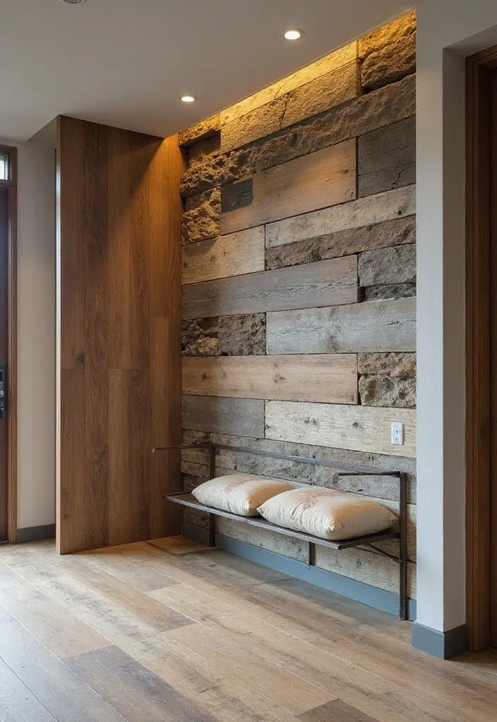 29 Accent Wall Entryway Inspirations That Pop with Style 15 29 Accent Wall Entryway Inspirations That Pop with Style - 15. Layered Textures