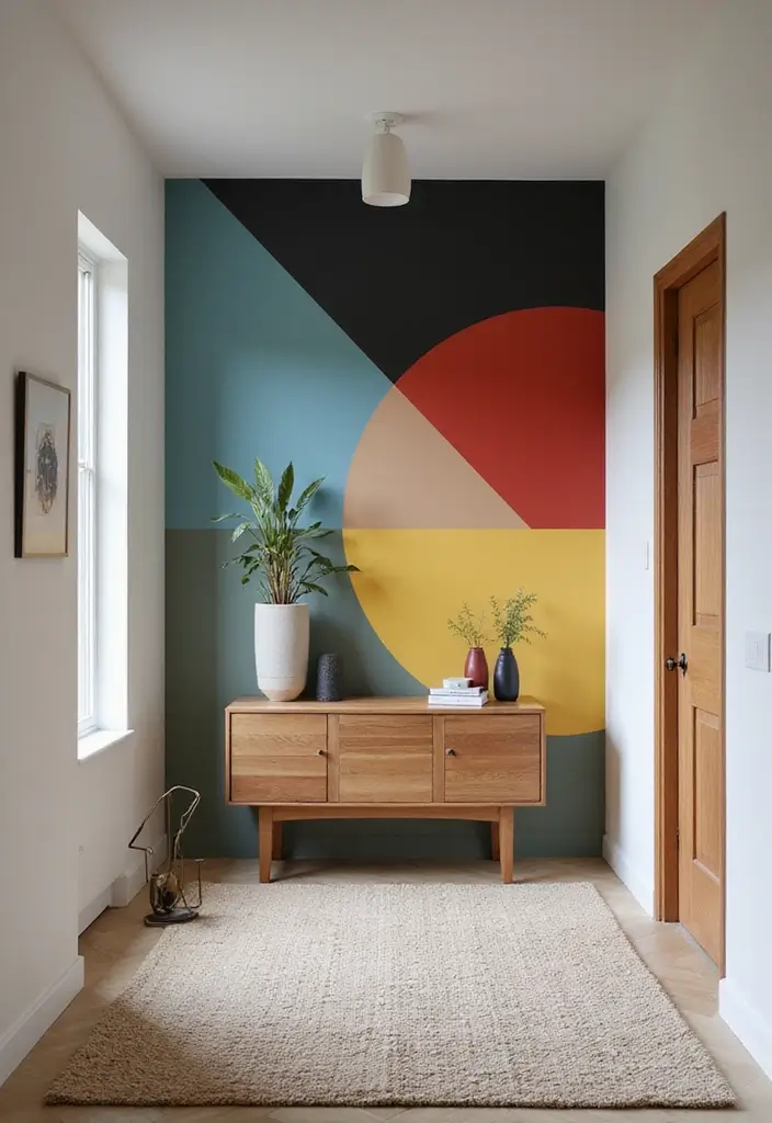 29 Accent Wall Entryway Inspirations That Pop with Style 2 29 Accent Wall Entryway Inspirations That Pop with Style - 2. Bold Color Block Design