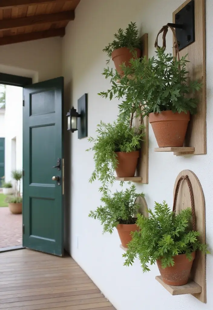 29 Accent Wall Entryway Inspirations That Pop with Style 22 29 Accent Wall Entryway Inspirations That Pop with Style - 22. Wall-Mounted Planters