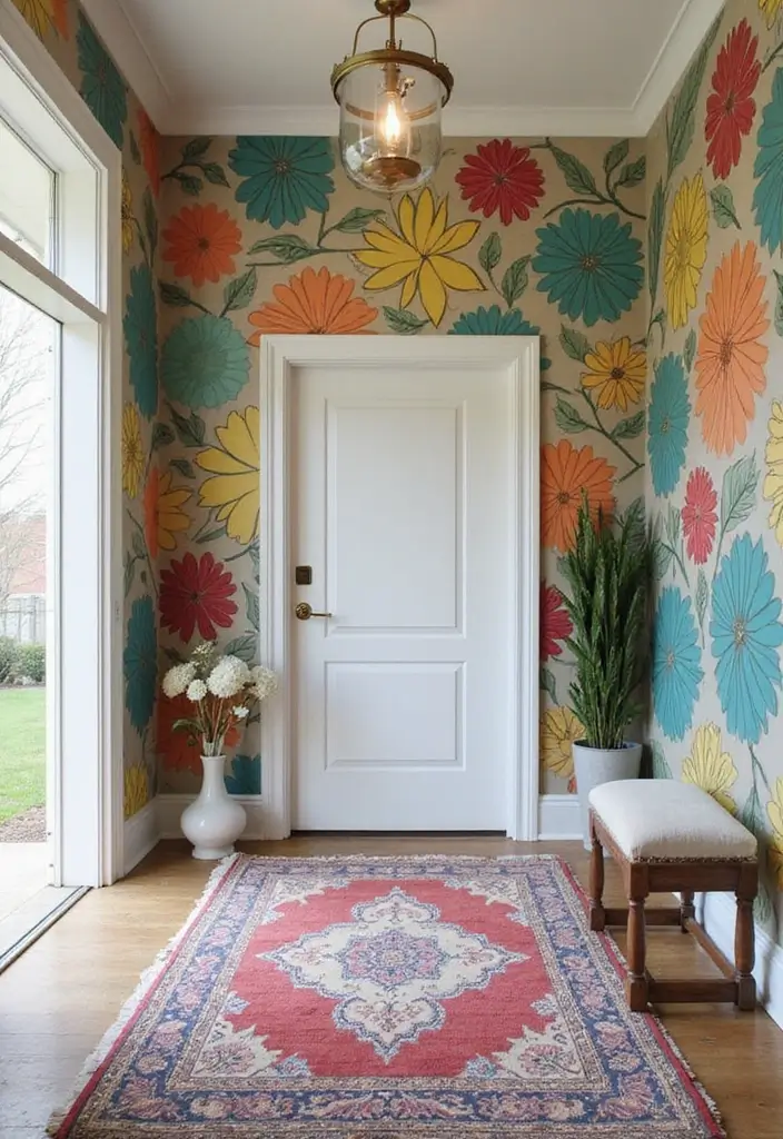 29 Accent Wall Entryway Inspirations That Pop with Style 24 29 Accent Wall Entryway Inspirations That Pop with Style - 24. Painted Mural Delight
