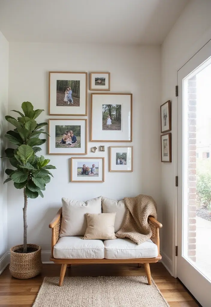 29 Accent Wall Entryway Inspirations That Pop with Style 28 29 Accent Wall Entryway Inspirations That Pop with Style - 28. Family Photo Wall