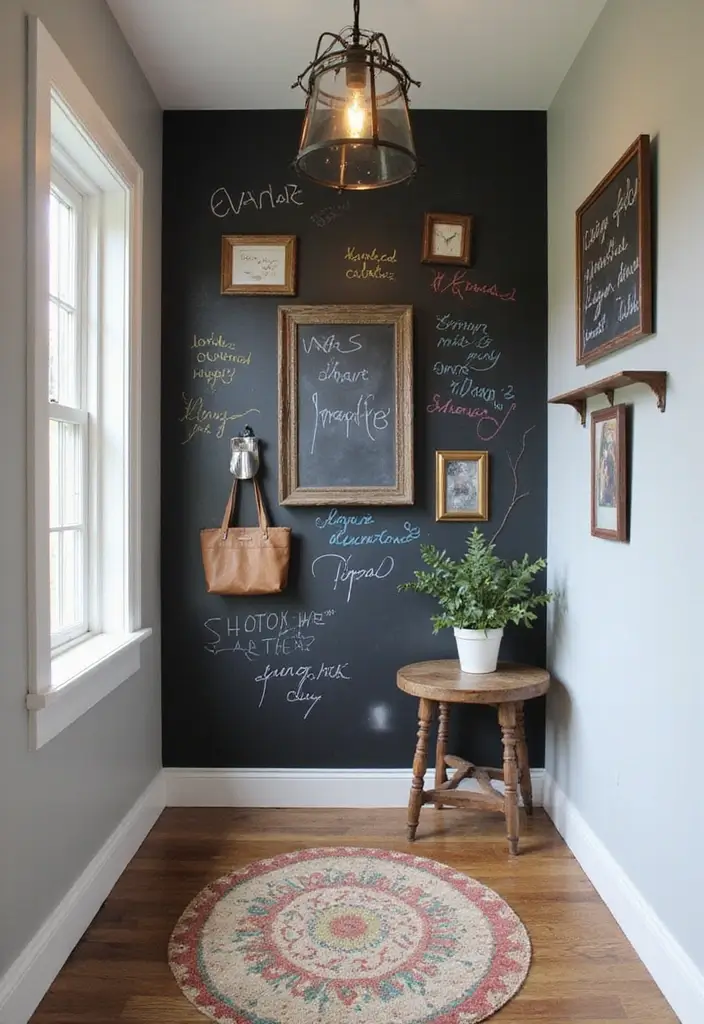 29 Accent Wall Entryway Inspirations That Pop with Style 4 29 Accent Wall Entryway Inspirations That Pop with Style - 4. Chalkboard Wall Fun
