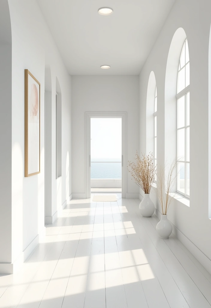 29 Bloxburg Hallway Ideas You Can Recreate Easily - 17. Bright White Wonderland