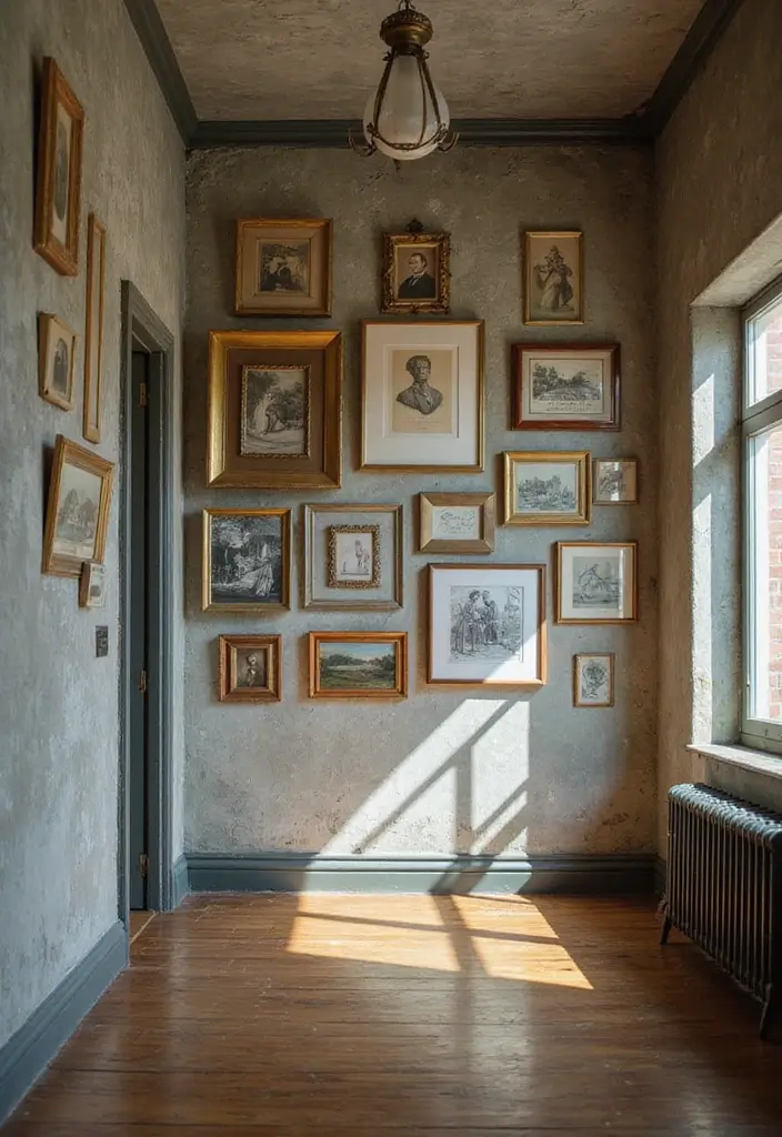 29 Bloxburg Hallway Ideas You Can Recreate Easily - 24. Vintage Gallery Wall