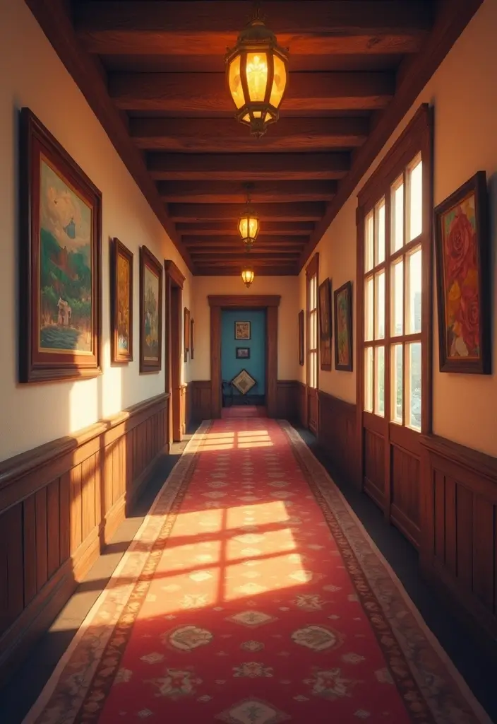29 Bloxburg Hallway Ideas You Can Recreate Easily - 28. Artistic Wall Hangings