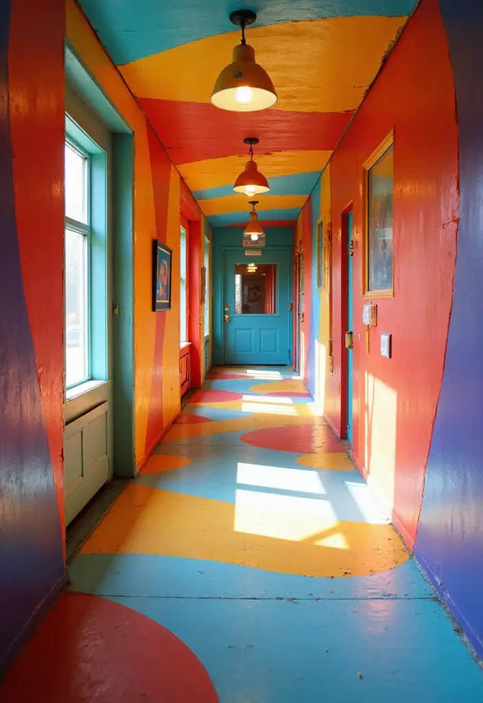 29 Bloxburg Hallway Ideas You Can Recreate Easily - 6. Bright and Bold
