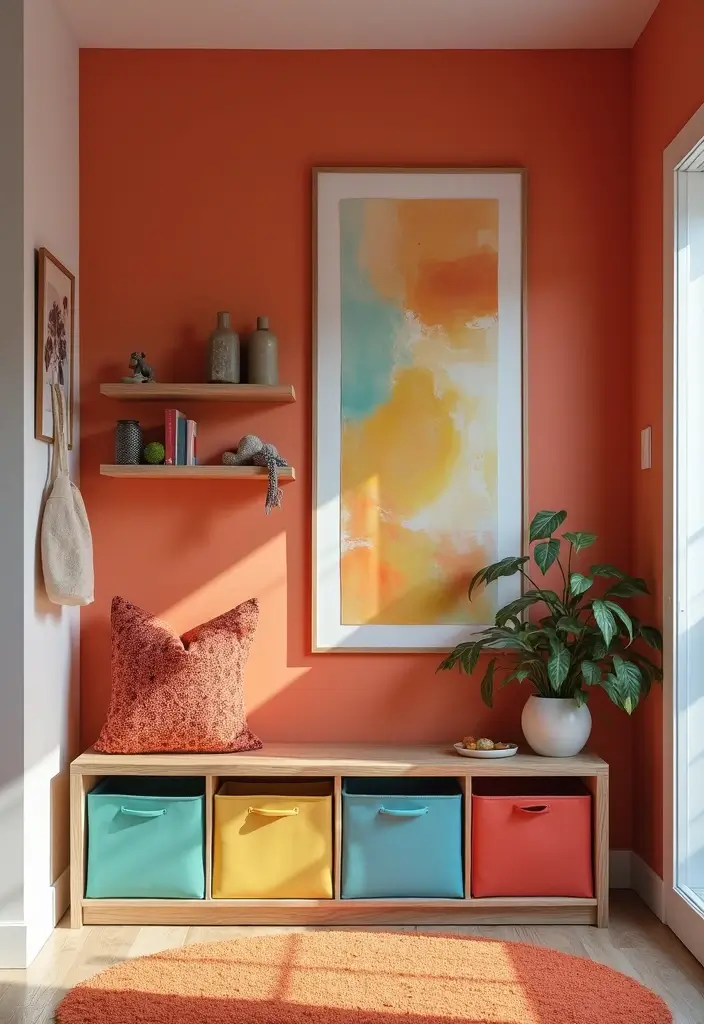 29 Entryway Decor Inspirations That Welcome Guests in Style 3 29 Entryway Decor Inspirations That Welcome Guests in Style - 3. Bold Colors