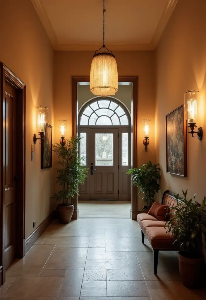 29 Entryway Decor Inspirations That Welcome Guests in Style 5 29 Entryway Decor Inspirations That Welcome Guests in Style - 5. Creative Lighting
