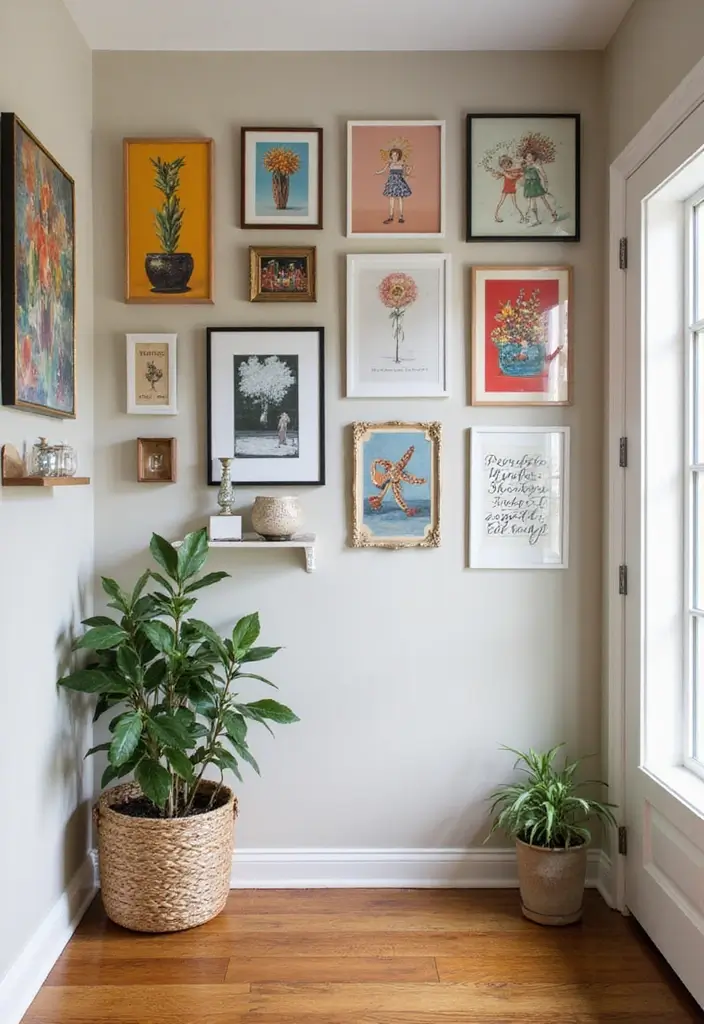 29 Entryway Decor Inspirations That Welcome Guests in Style 6 29 Entryway Decor Inspirations That Welcome Guests in Style - 6. Gallery Wall Wonders