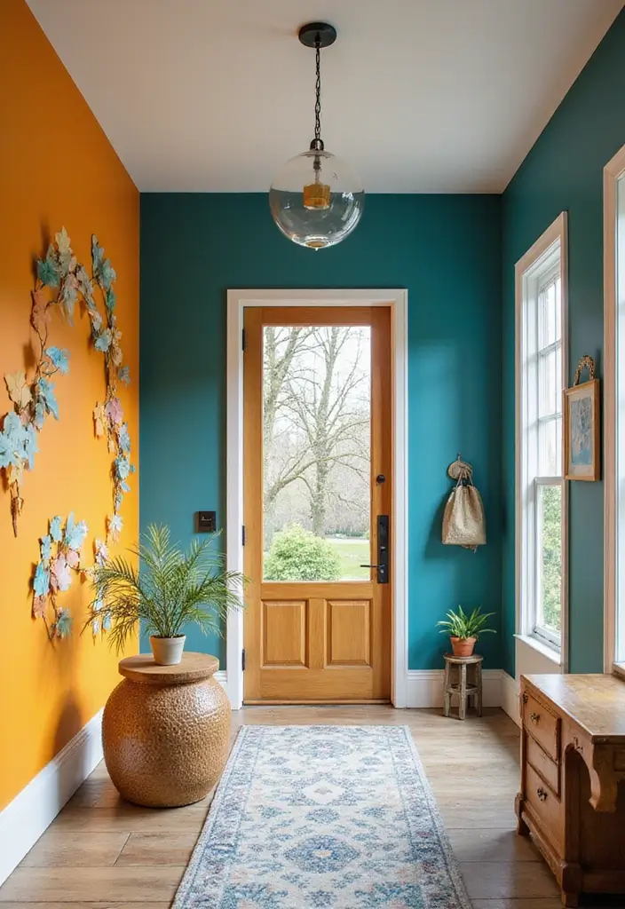 29 Entryway Design Ideas That Instantly Upgrade Your Home 20 29 Entryway Design Ideas That Instantly Upgrade Your Home - 20. Colorful Accent Walls