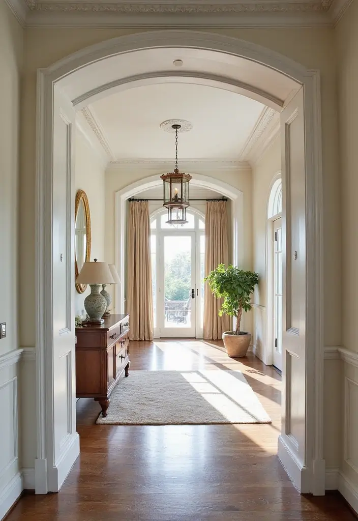 29 Entryway Design Ideas That Instantly Upgrade Your Home 28 29 Entryway Design Ideas That Instantly Upgrade Your Home - 28. Elegant Touches with Crown Molding