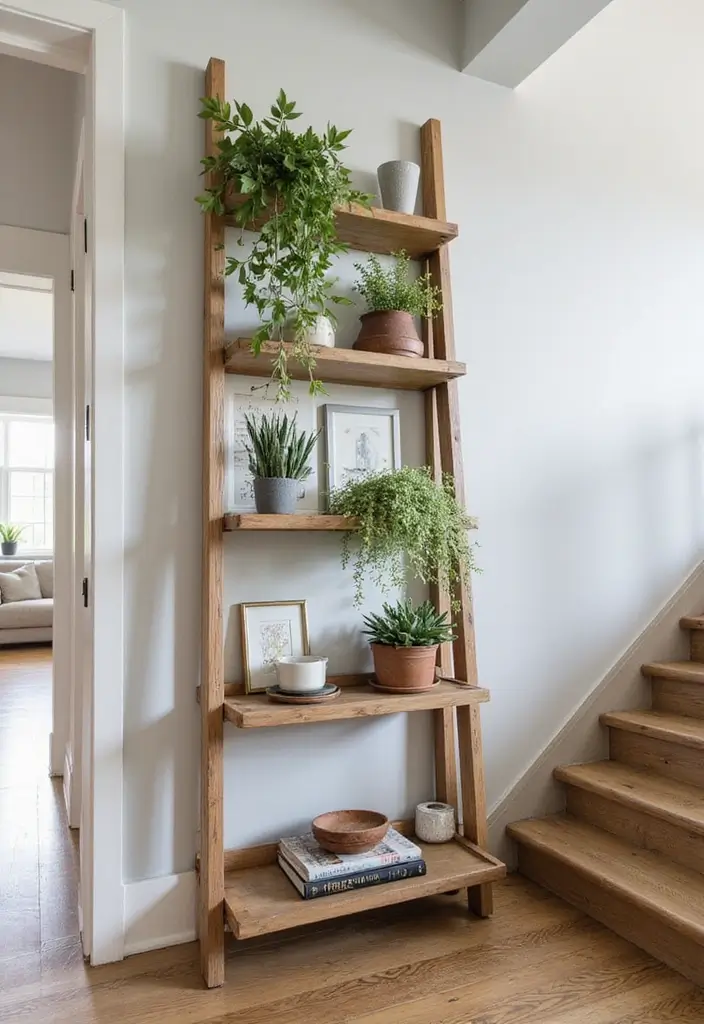 29 Hallway Stairs Inspirations That Maximize Vertical Space 12 29 Hallway Stairs Inspirations That Maximize Vertical Space - 12. Ladder Shelving Units