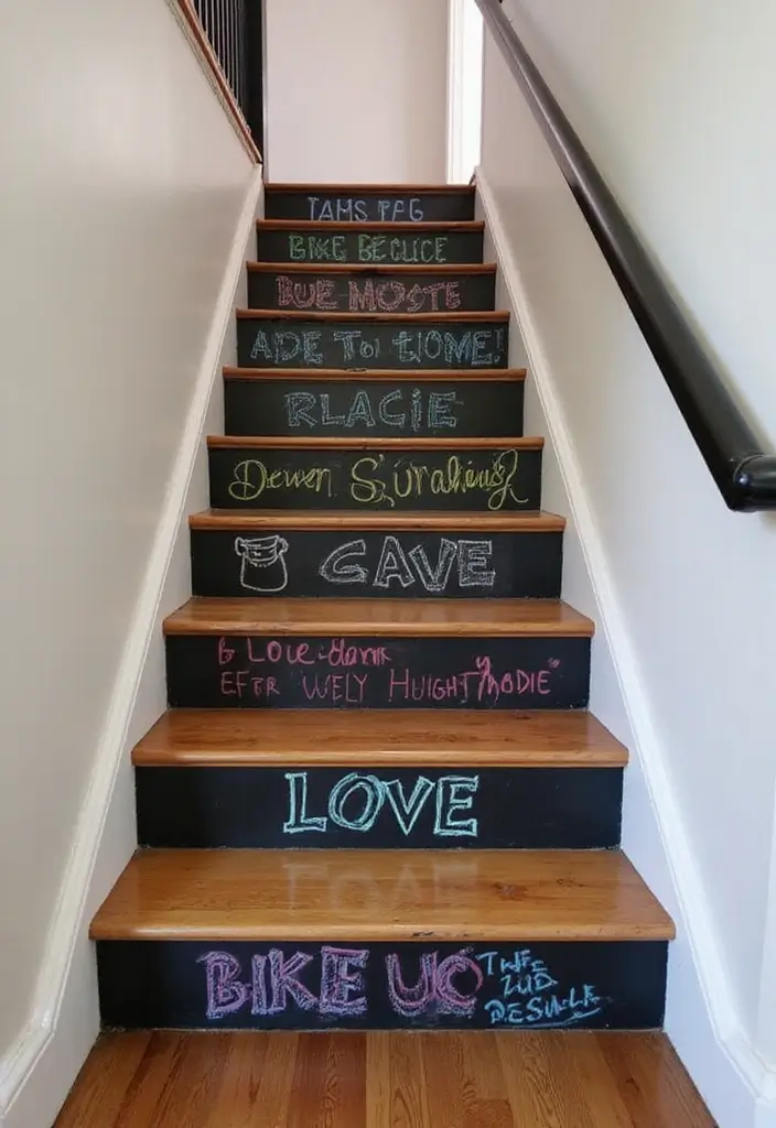 29 Hallway Stairs Inspirations That Maximize Vertical Space 27 29 Hallway Stairs Inspirations That Maximize Vertical Space - 27. Chalkboard Paint for Creativity