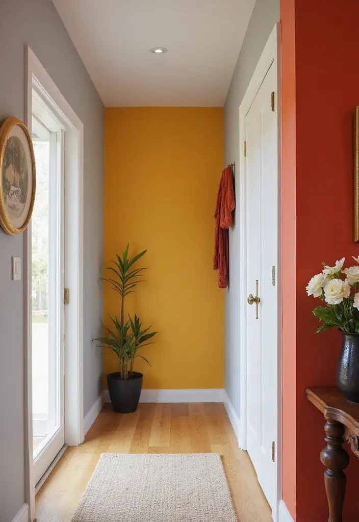 29 Narrow Hallway Ideas That Maximize Small Spaces 14 29 Narrow Hallway Ideas That Maximize Small Spaces - 14. Accent Colors