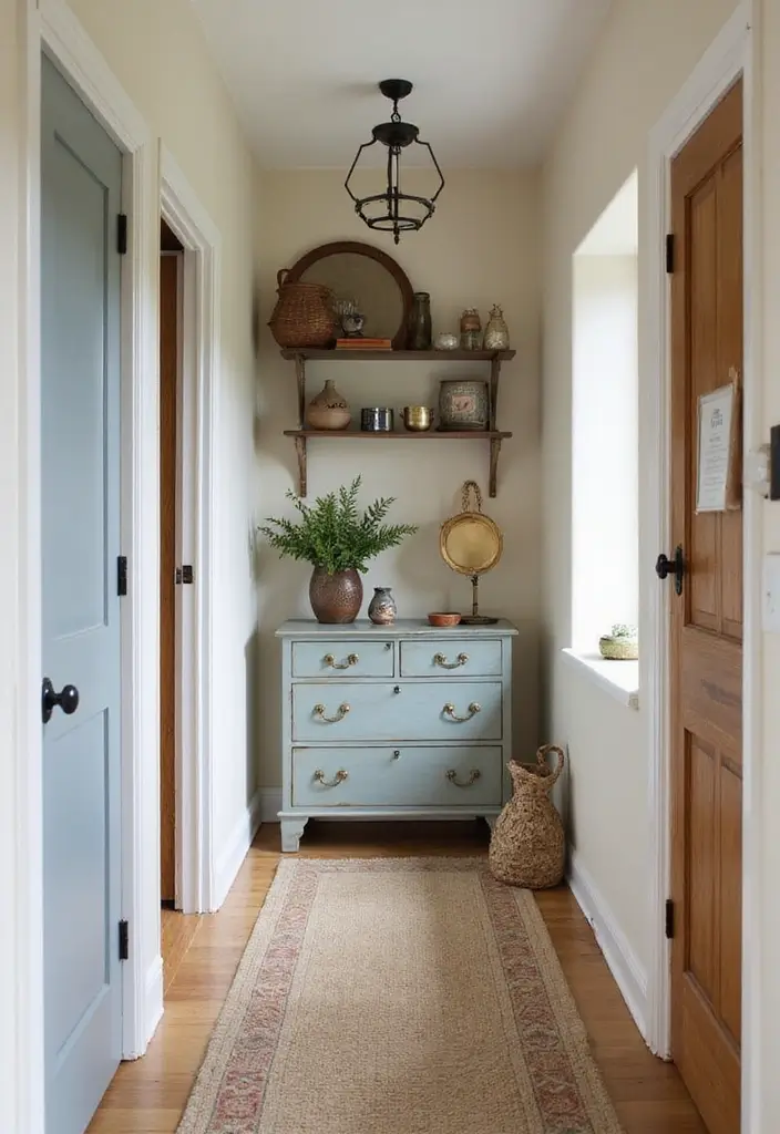 29 Narrow Hallway Ideas That Maximize Small Spaces 18 29 Narrow Hallway Ideas That Maximize Small Spaces - 18. Upcycled Storage Solutions