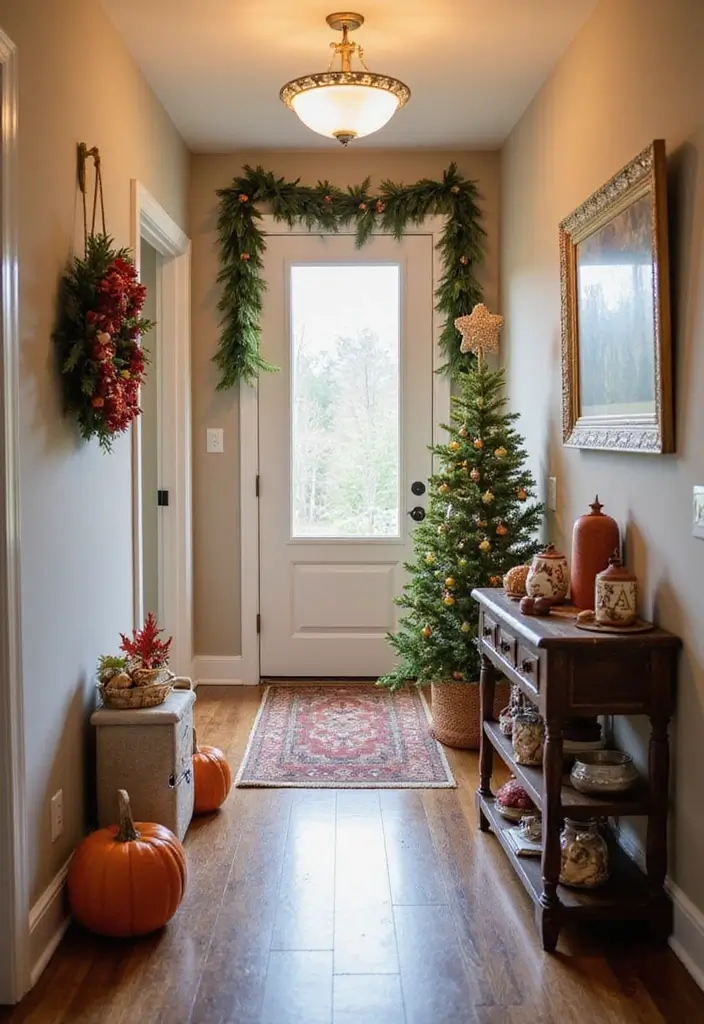 29 Narrow Hallway Ideas That Maximize Small Spaces 22 29 Narrow Hallway Ideas That Maximize Small Spaces - 22. Seasonal Decor
