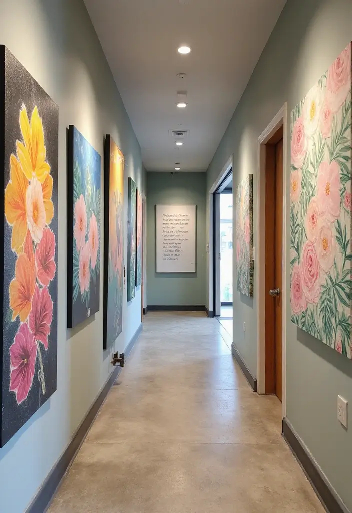 29 Narrow Hallway Ideas That Maximize Small Spaces 29 29 Narrow Hallway Ideas That Maximize Small Spaces - 29. Refreshing Wall Art