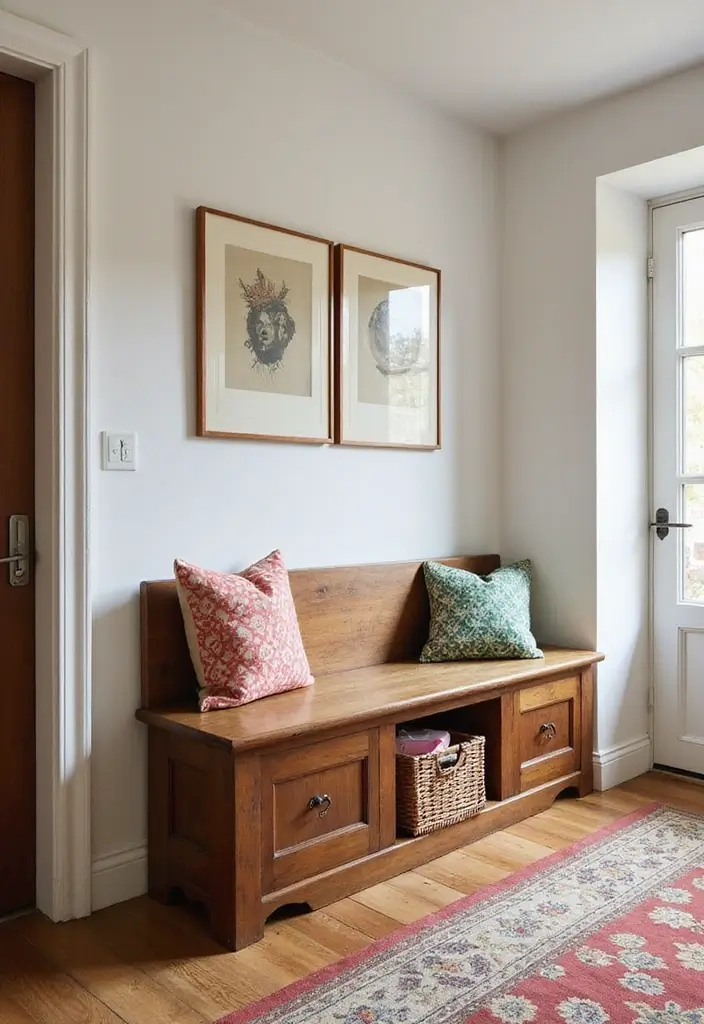 29 Narrow Hallway Ideas That Maximize Small Spaces 4 29 Narrow Hallway Ideas That Maximize Small Spaces - 4. Narrow Bench