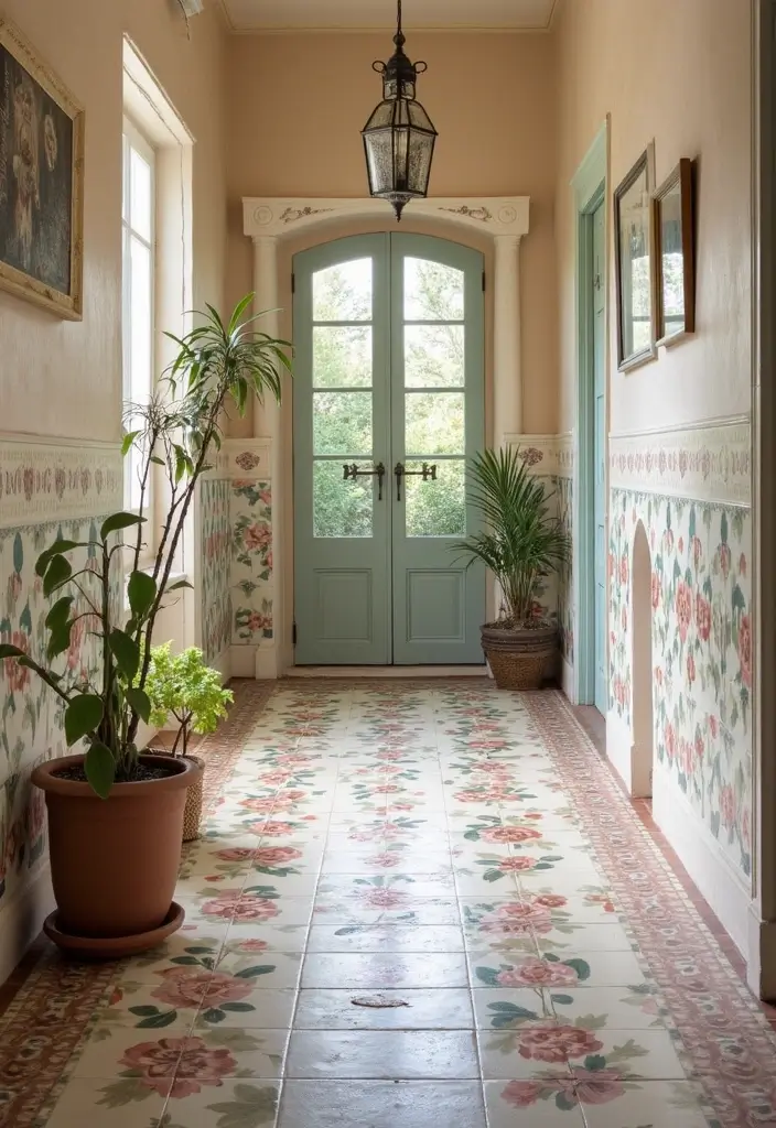 27 Tiled Hallway Inspirations That Add Personality 3 27 Tiled Hallway Inspirations That Add Personality - 3. Vintage Floral Patterns