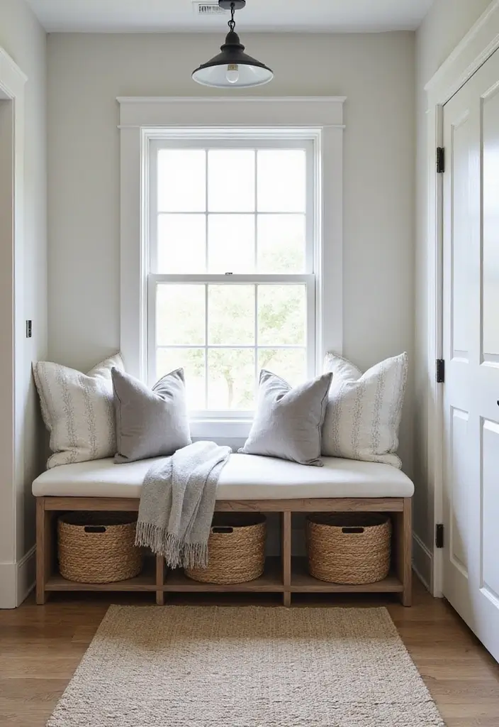 30 Coastal Entryway Ideas That Feel Breezy and Relaxed 12 30 Coastal Entryway Ideas That Feel Breezy and Relaxed - 12. Functional Benches