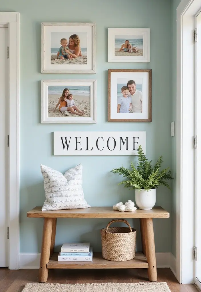 30 Coastal Entryway Ideas That Feel Breezy and Relaxed 14 30 Coastal Entryway Ideas That Feel Breezy and Relaxed - 14. Personalized Touches