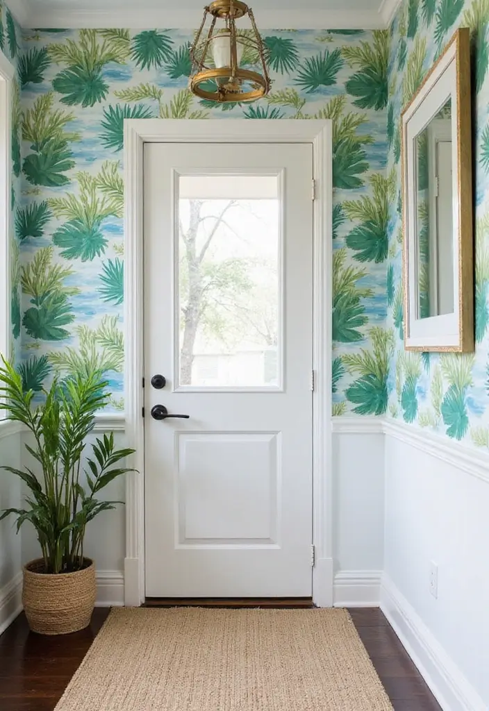 30 Coastal Entryway Ideas That Feel Breezy and Relaxed 17 30 Coastal Entryway Ideas That Feel Breezy and Relaxed - 17. Beachy Wallpaper