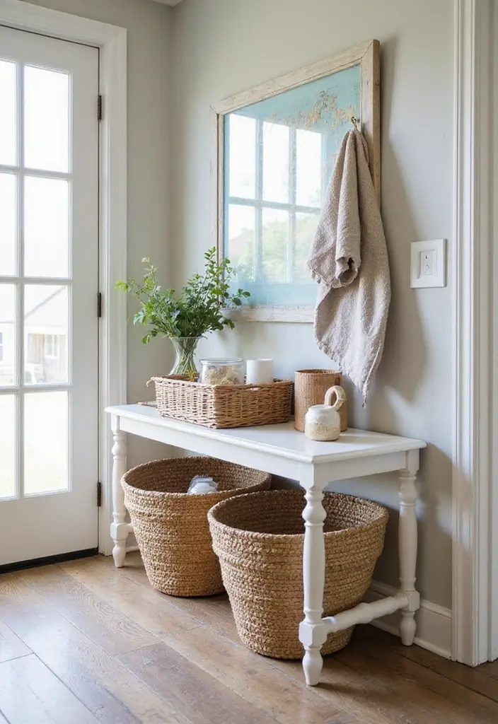 30 Coastal Entryway Ideas That Feel Breezy and Relaxed 21 30 Coastal Entryway Ideas That Feel Breezy and Relaxed - 21. Nautical Baskets