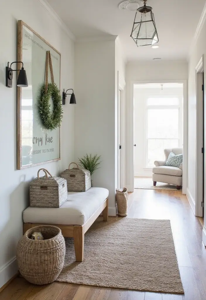 30 Coastal Entryway Ideas That Feel Breezy and Relaxed 25 30 Coastal Entryway Ideas That Feel Breezy and Relaxed - 25. Multi-functional Decor