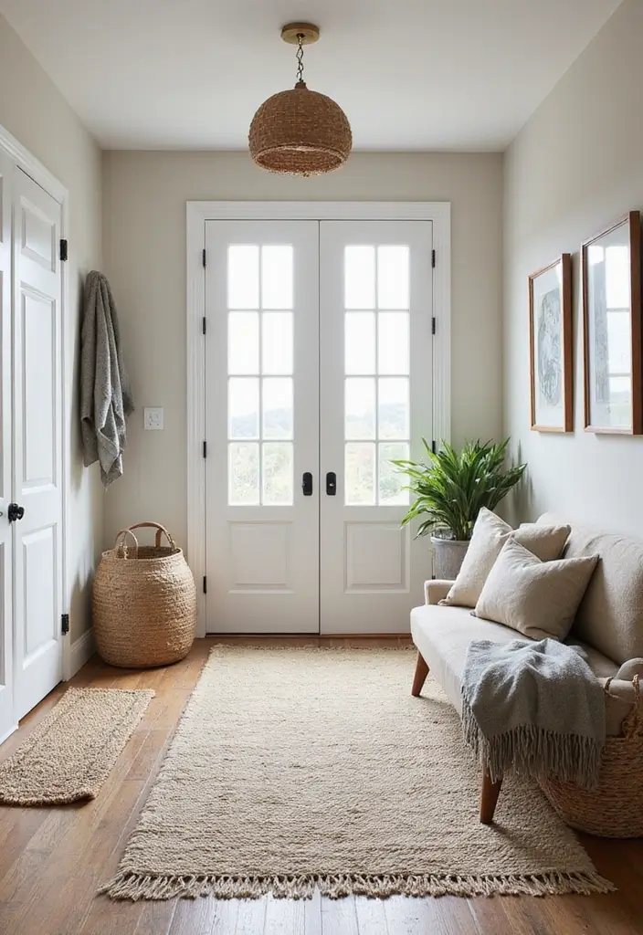 30 Coastal Entryway Ideas That Feel Breezy and Relaxed 26 30 Coastal Entryway Ideas That Feel Breezy and Relaxed - 26. Layered Textures