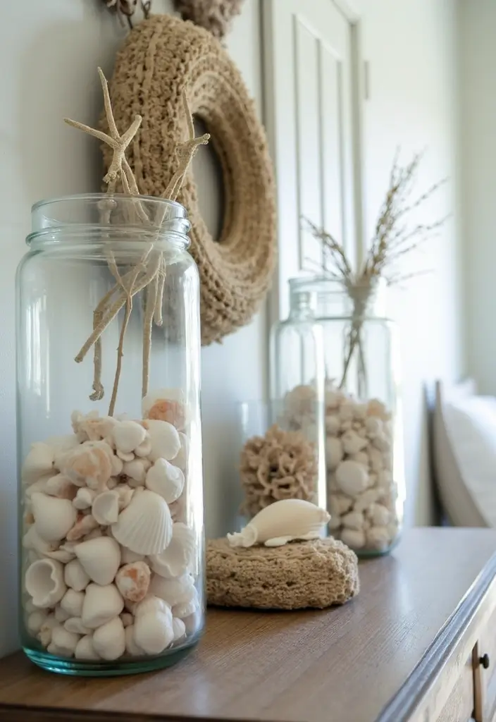 30 Coastal Entryway Ideas That Feel Breezy and Relaxed 6 30 Coastal Entryway Ideas That Feel Breezy and Relaxed - 6. Shell and Coral Displays